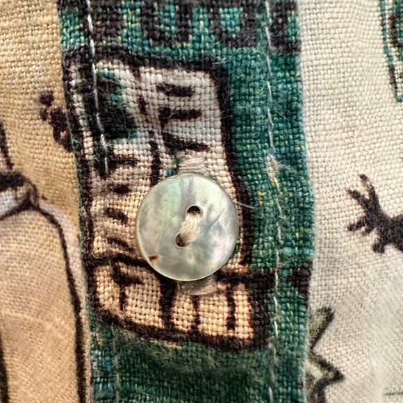 Chico's Art To Wear 100% Linen Pueblo South American Landscape Blouse Size Large - Picture 9 of 14